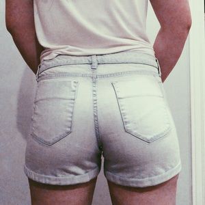 Light wash denim shorts